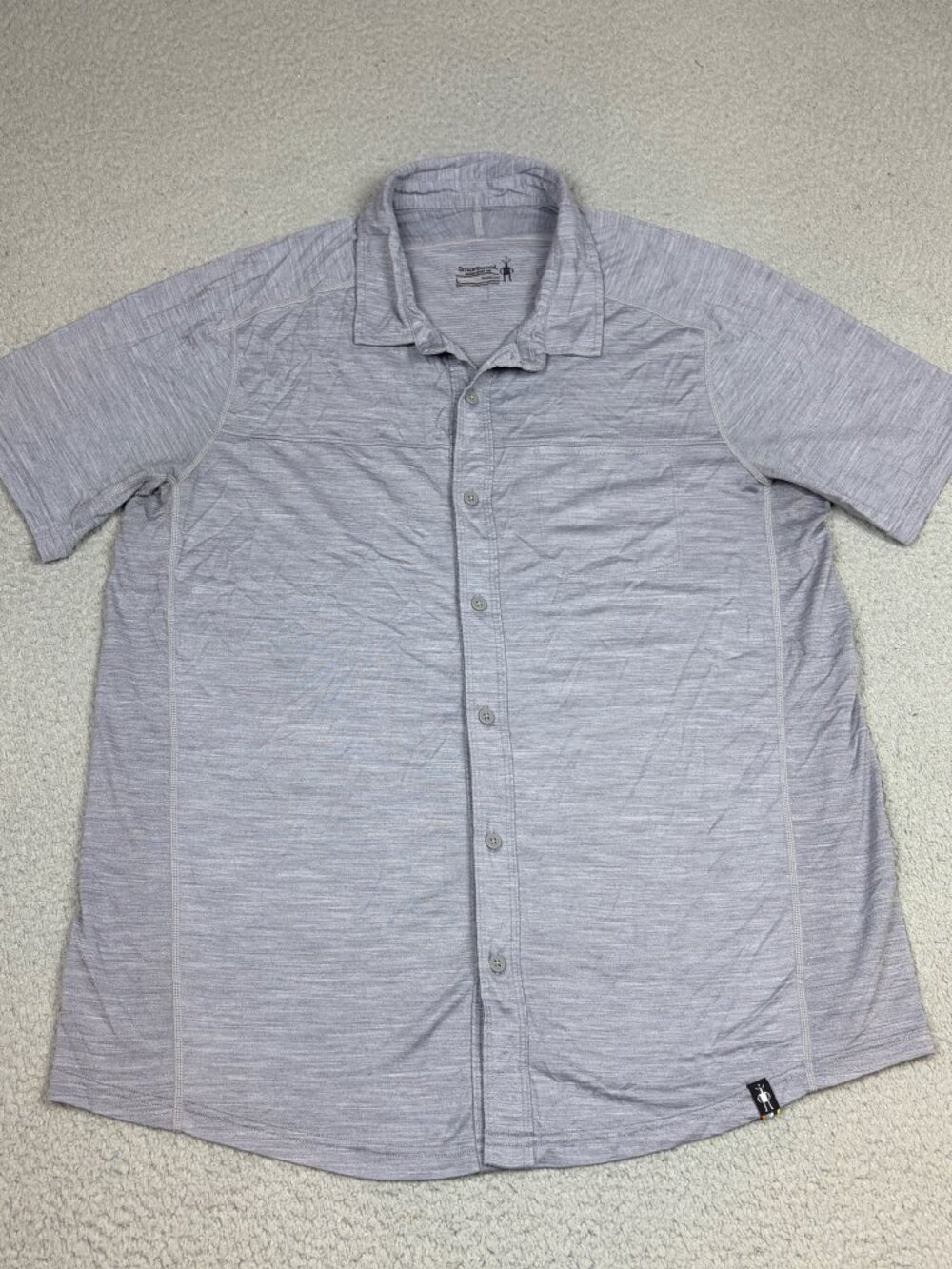 Smartwool Merino Sport 150 Shirt Mens Large Gray Button Up Merino Wool Blend